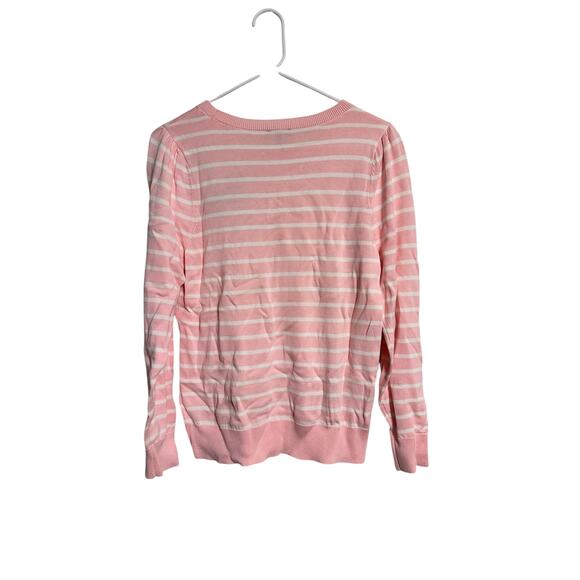 Talbots Pink Striped Butterfly Sweater Size Medium Petite Lightweight Spring NWT - Picture 2 of 6